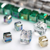 Cube Shaped Faceted Glass Beads